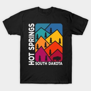 Hot Springs South Dakota Vintage Mountains Bison T-Shirt